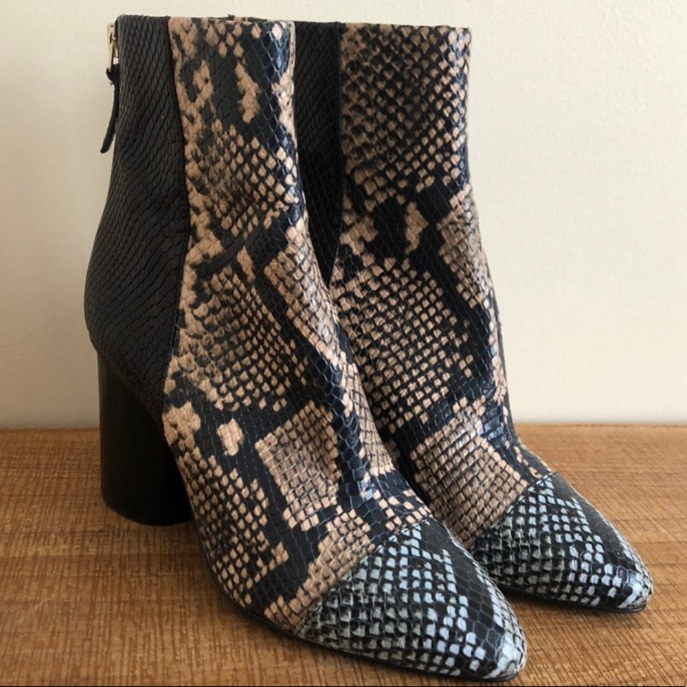 Nine West snakeskin multi color ankle heeled boot